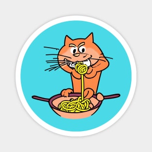 Cat Eating Spaghetti, Cat Eating Ramen - Funny Cute Cat Magnet